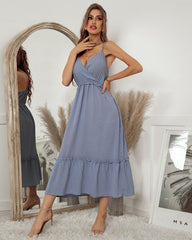 Remembered Always Swiss Dot Peplum Maxi Dress   - FINAL SALE