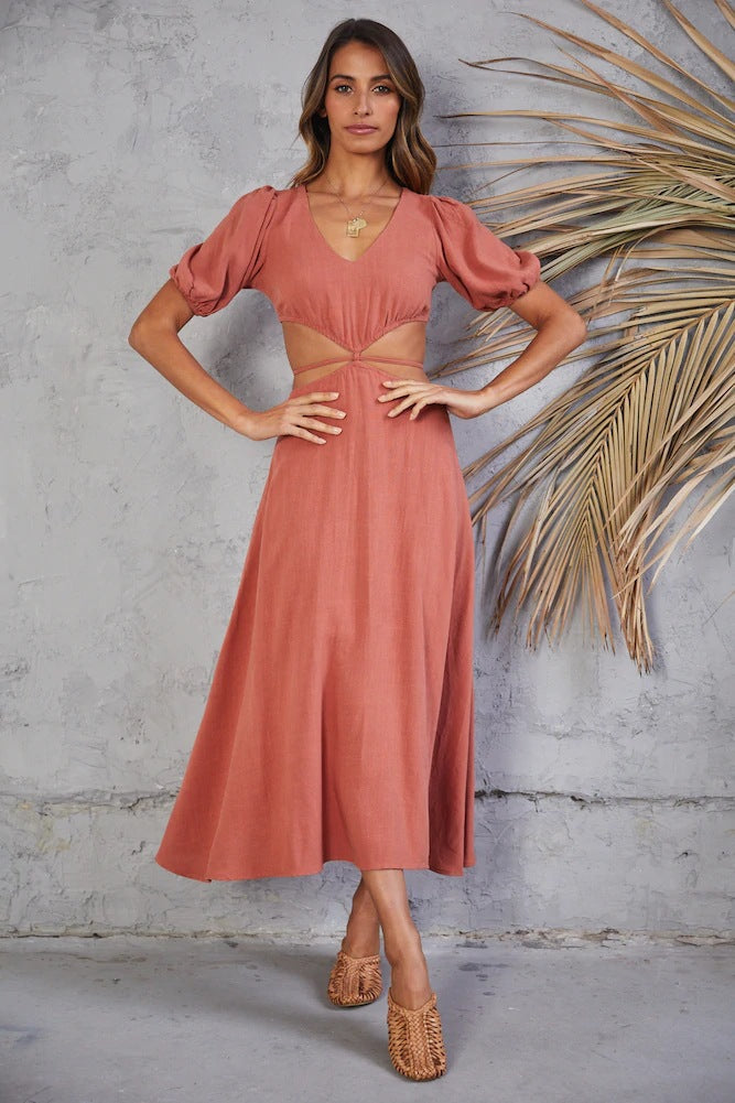 Neoma Cutout Maxi Dress - Bright Blush