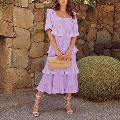 Inez Tiered Plisse Midi Dress - FINAL SALE