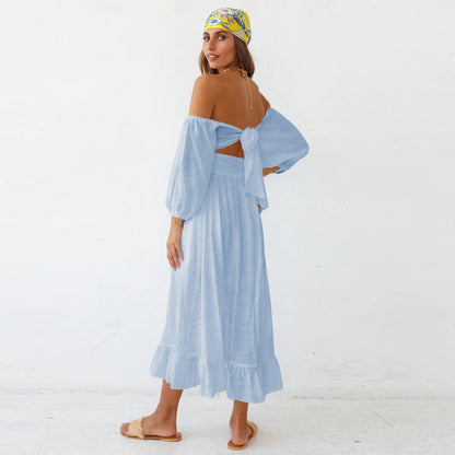 Samantha Puff Sleeve Midi Dress - French Blue