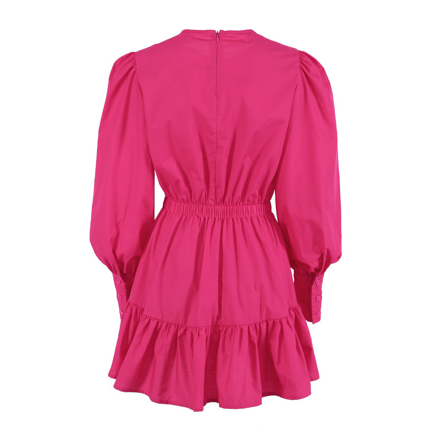 Jailen Smocked Ruffle Dress - Hot Pink