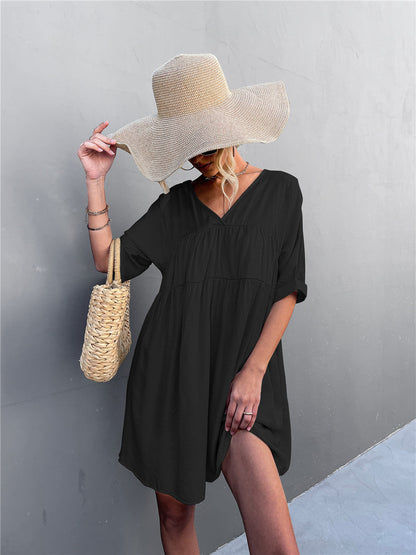 Cheers To Summer Pocketed Tassel Dress - Black