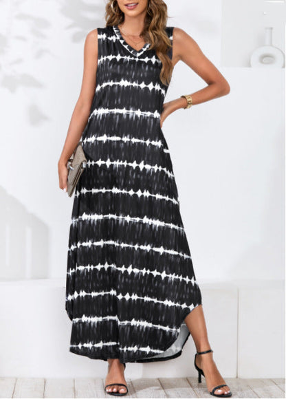 Powell Striped Adjustable Maxi Dress - Black