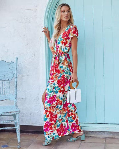 Dear Heart Floral Bardot Wrap Maxi Dress