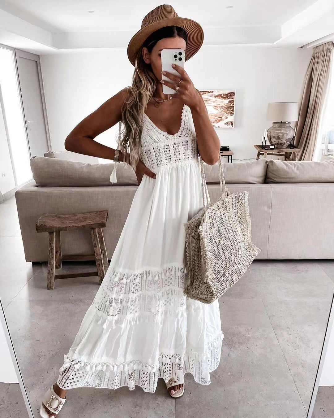 Devoted Cotton Lace Eyelet Midi Dress