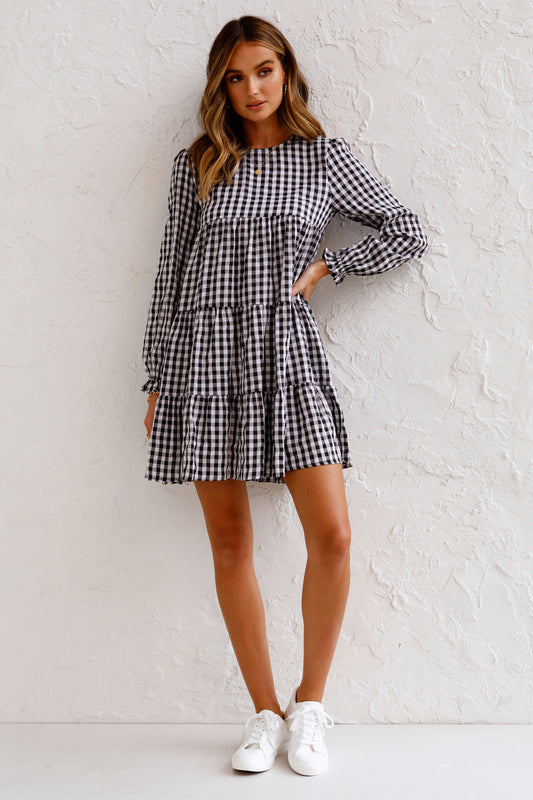 Urika Cotton Blend Plaid Babydoll Dress - FINAL SALE