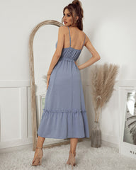 Remembered Always Swiss Dot Peplum Maxi Dress   - FINAL SALE