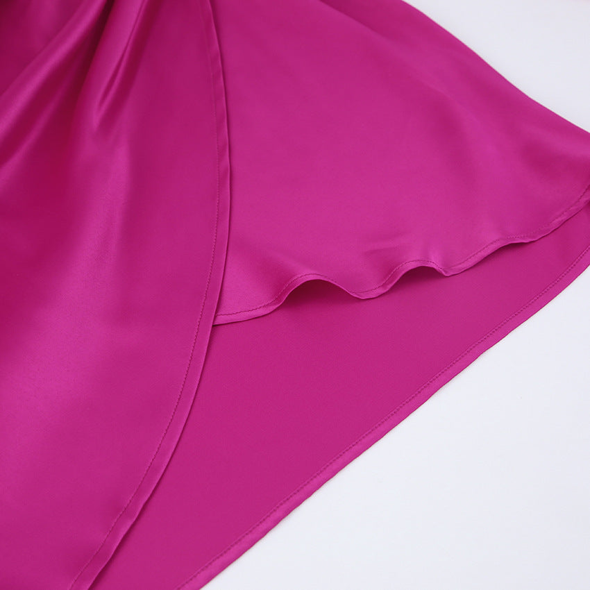 Esther Satin Drape Midi Dress - Magenta - FINAL SALE