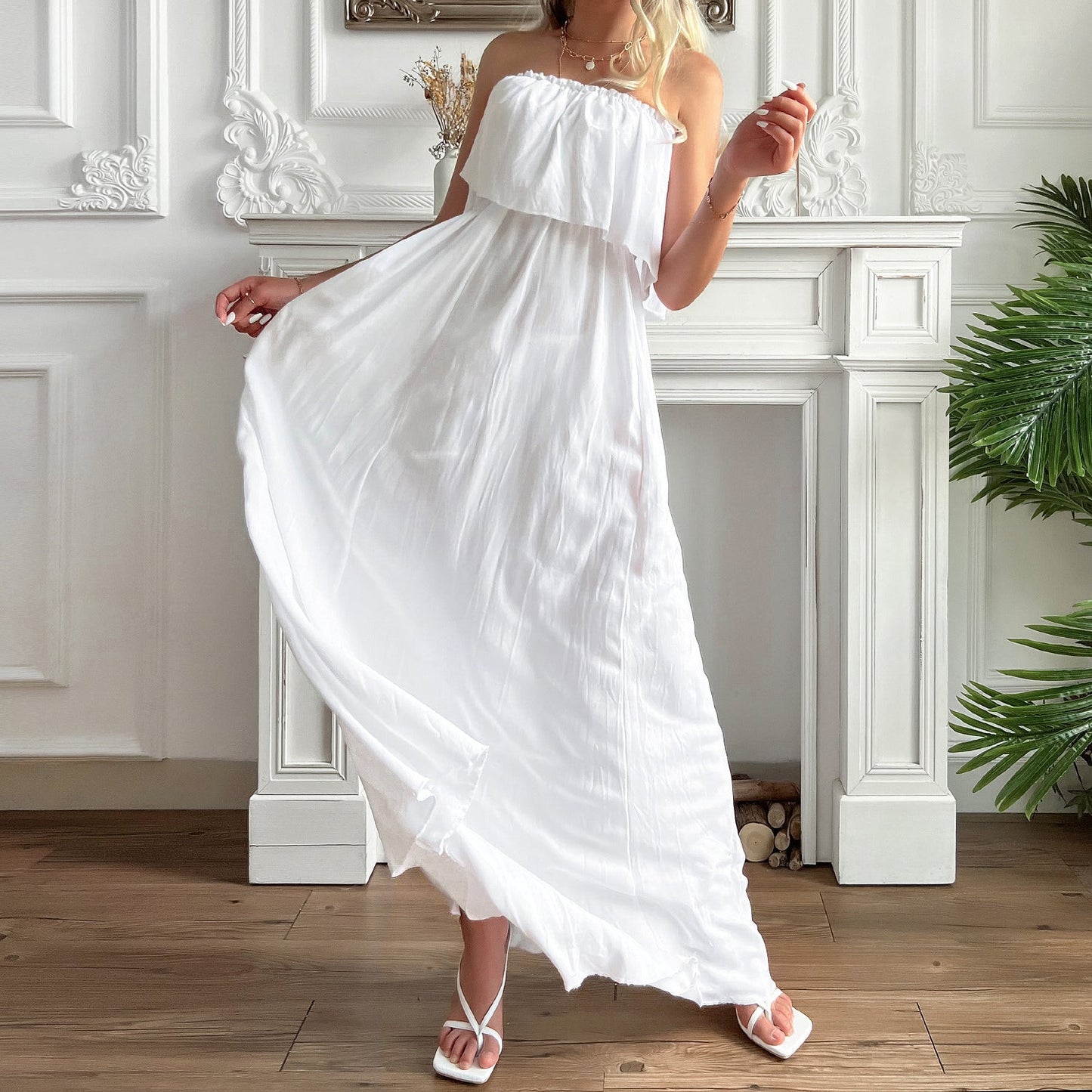 Positive Energy Strapless Maxi Dress - Off White