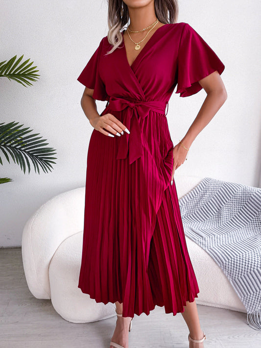 Marlene Pleated Wrap Midi Dress