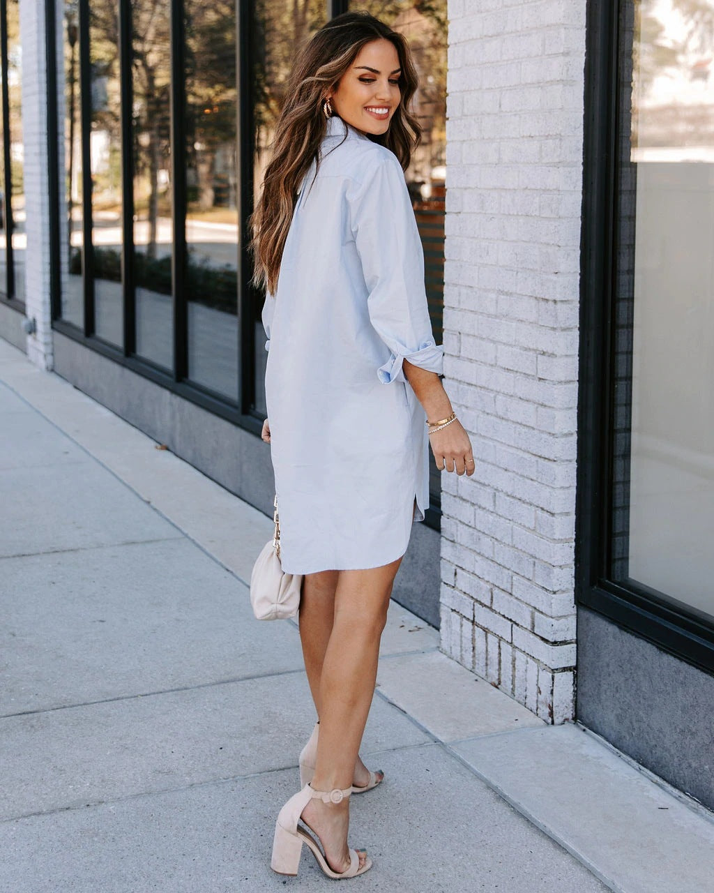 Harmony Cotton Button Down Shirt Dress - Lavender