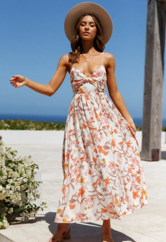 Certain Romance Printed Tie Front Maxi Dress - FINAL SALE