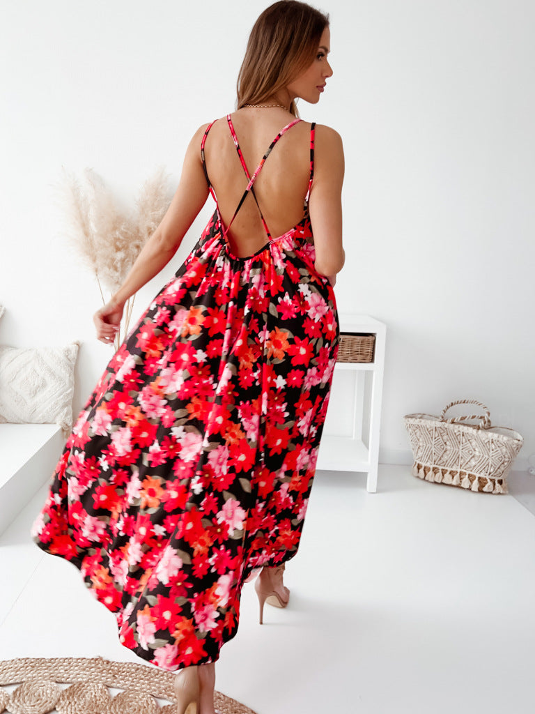 Capiz Printed Cowl Neck Midi Slip Dress