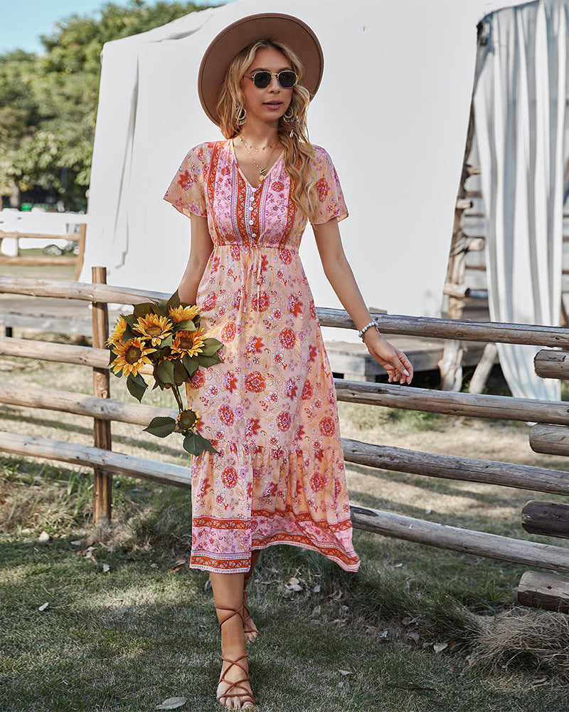 Club Tropicana Embroidered Maxi Dress - Light Pink - FINAL SALE