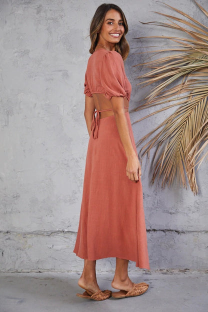 Neoma Cutout Maxi Dress - Bright Blush