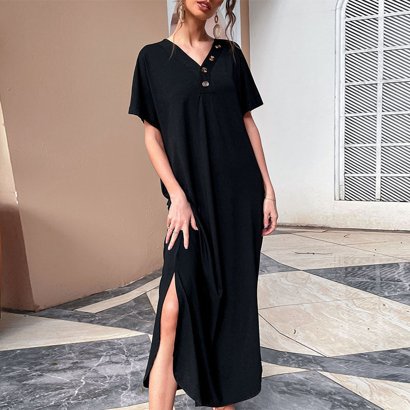 Retrograde Cotton Blend Midi T-Shirt Dress