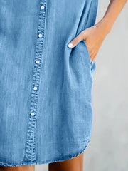 Ginnie Pintuck Button Down Shirt Dress