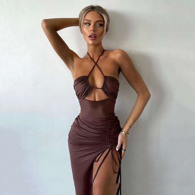 Pina Smocked Cutout Maxi Dress - Brown