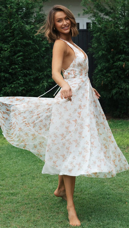 Melancholy Floral Smocked Midi Dress