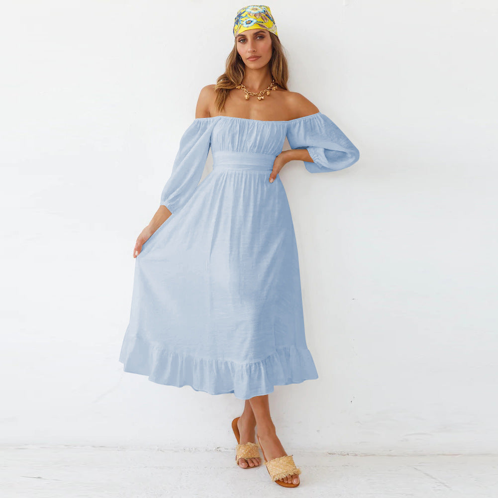 Samantha Puff Sleeve Midi Dress - French Blue