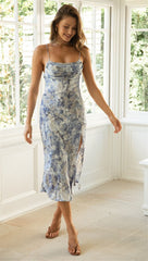 Kapari Printed Satin Midi Slip Dress - Dusty Lavender