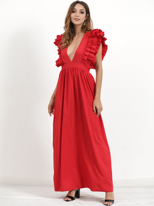 Bodhi Tiered Ruffle Maxi Dress - Wine