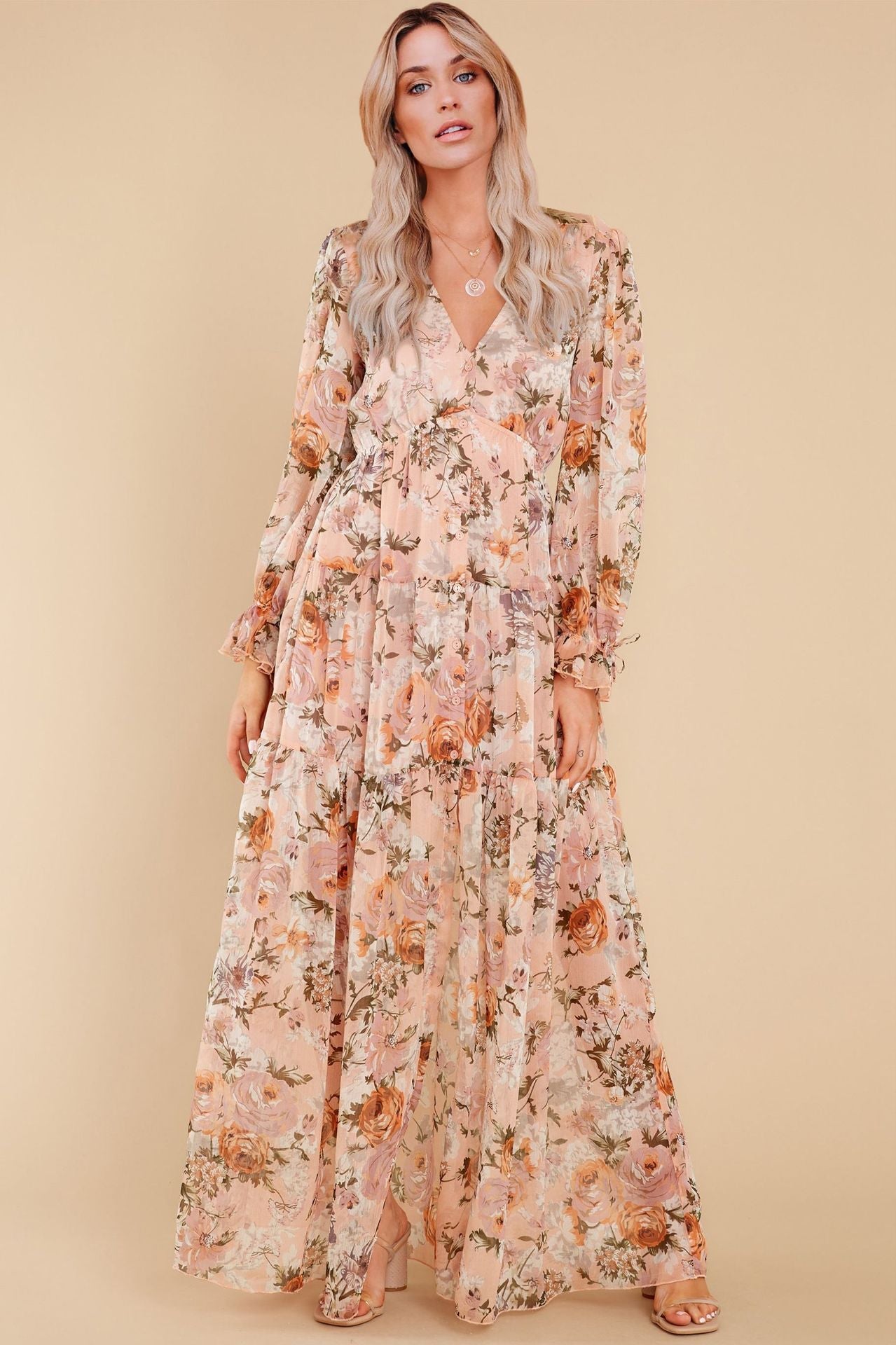 KittenAlarm - Prosperous Floral Chiffon Boho Maxi Dress - FINAL SALE