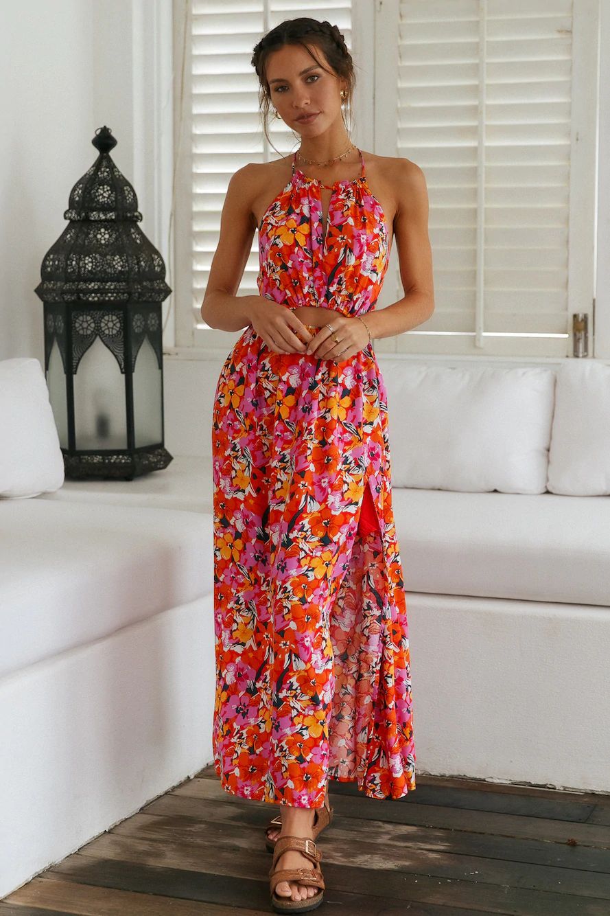 Keira Floral Cutout Halter Maxi Dress - FINAL SALE