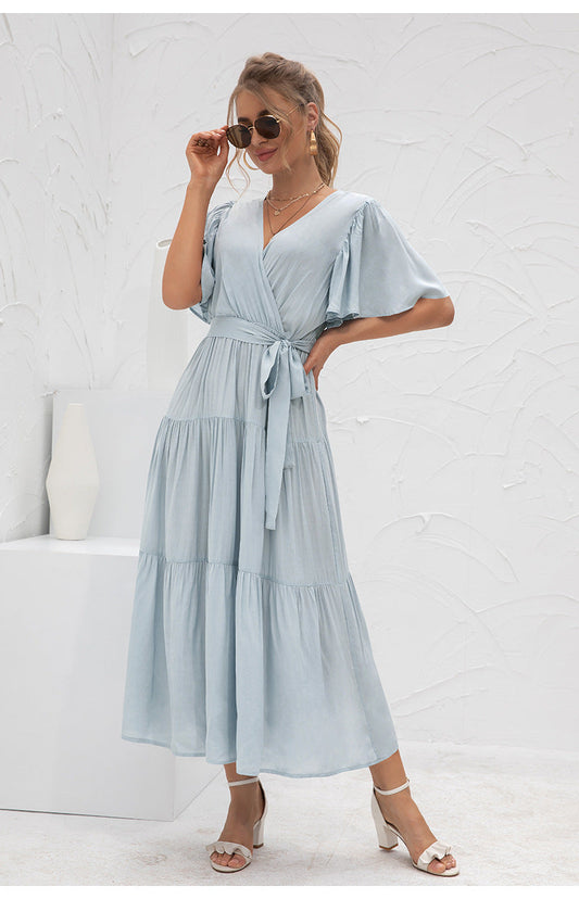 Saint Tropez Puff Sleeve Wrap Midi Dress