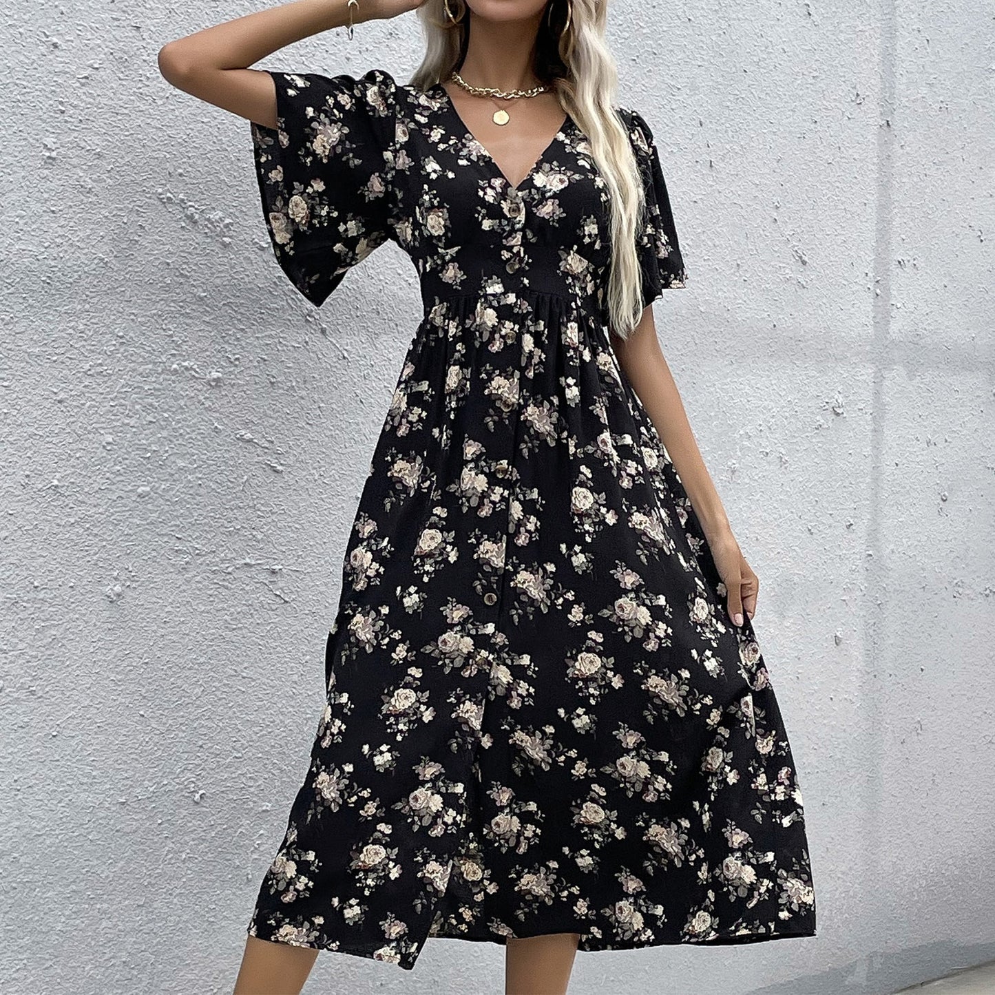 Lowena Floral Kimono Maxi Dress