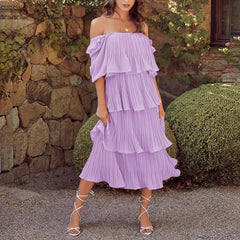 Inez Tiered Plisse Midi Dress - FINAL SALE