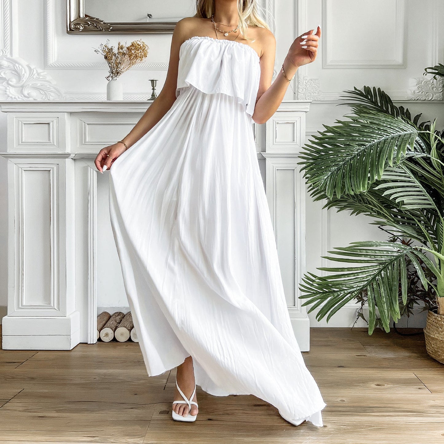 Positive Energy Strapless Maxi Dress - Off White