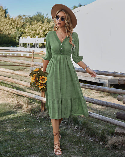 Yunay Satin Boho Maxi Dress - Sage