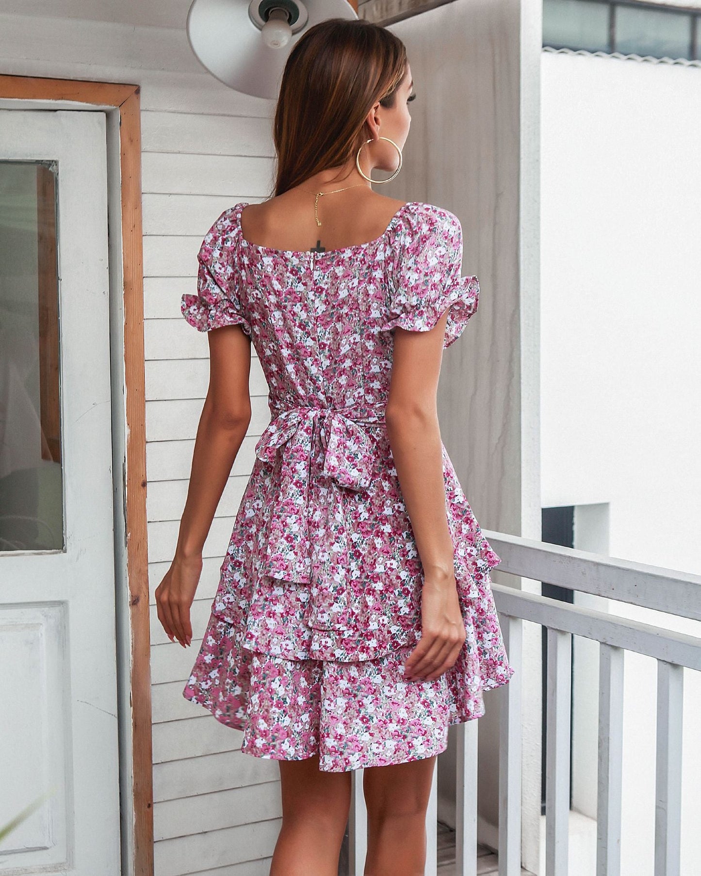 Riggs Smocked Floral Ruffle Tiered Dress