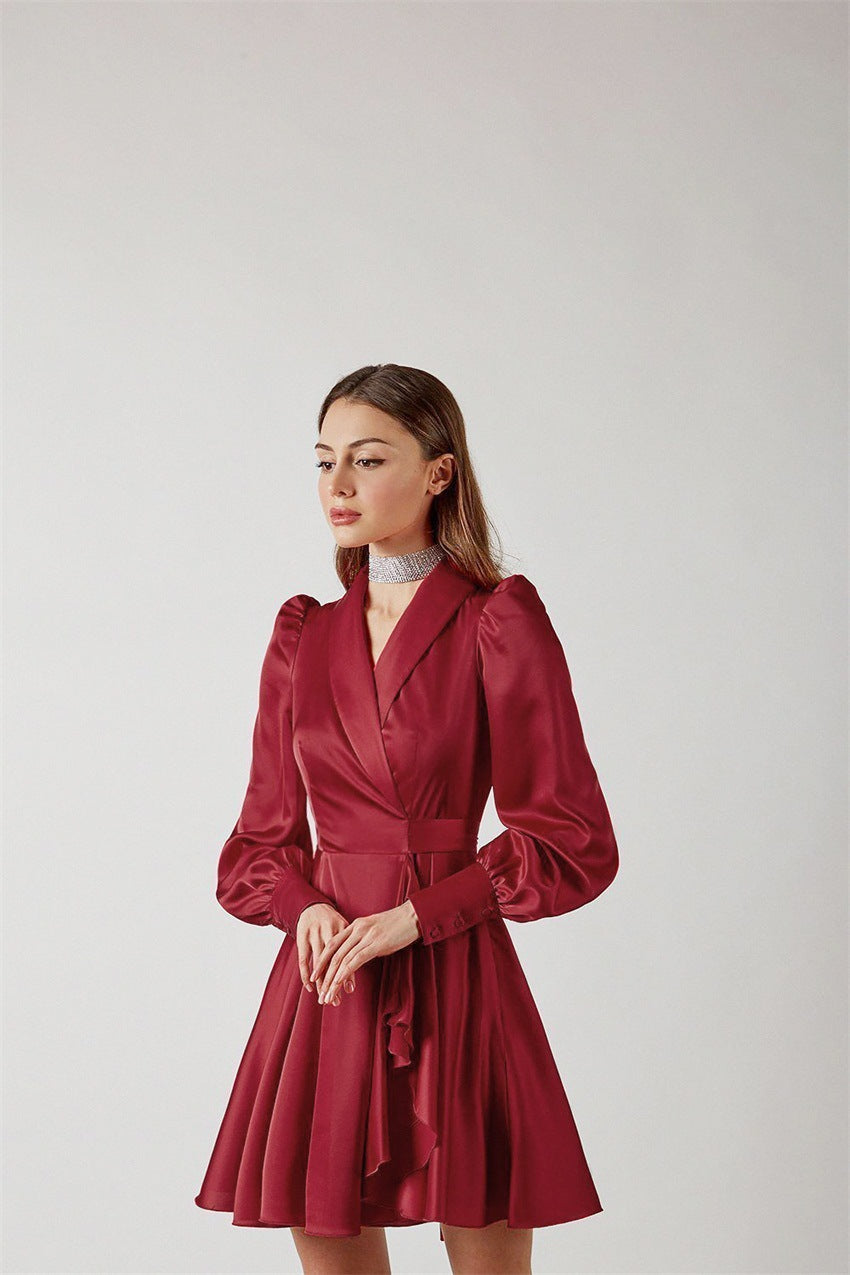 Meet And Greet Satin Drape Dress - Wine