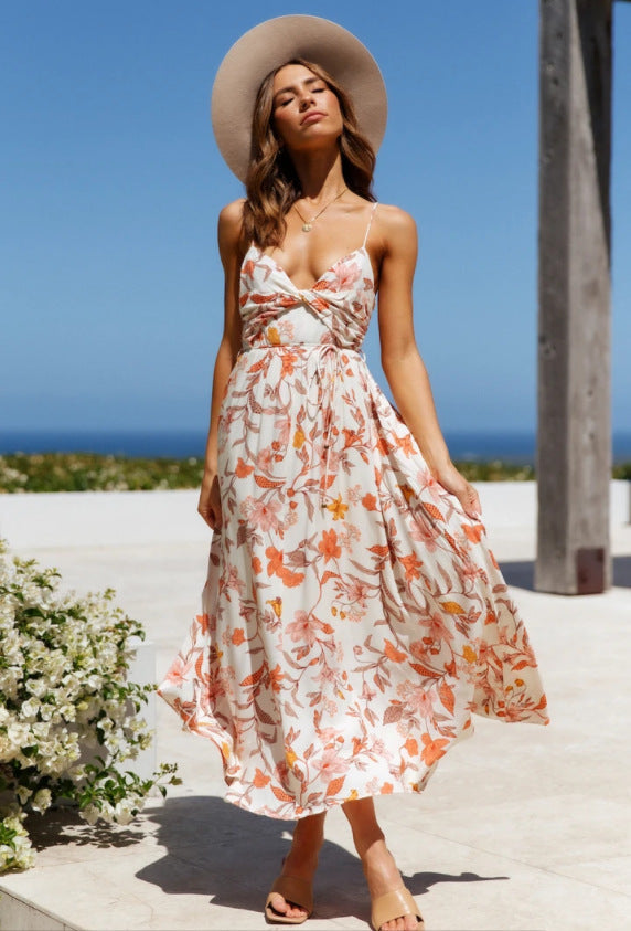 Certain Romance Printed Tie Front Maxi Dress - FINAL SALE