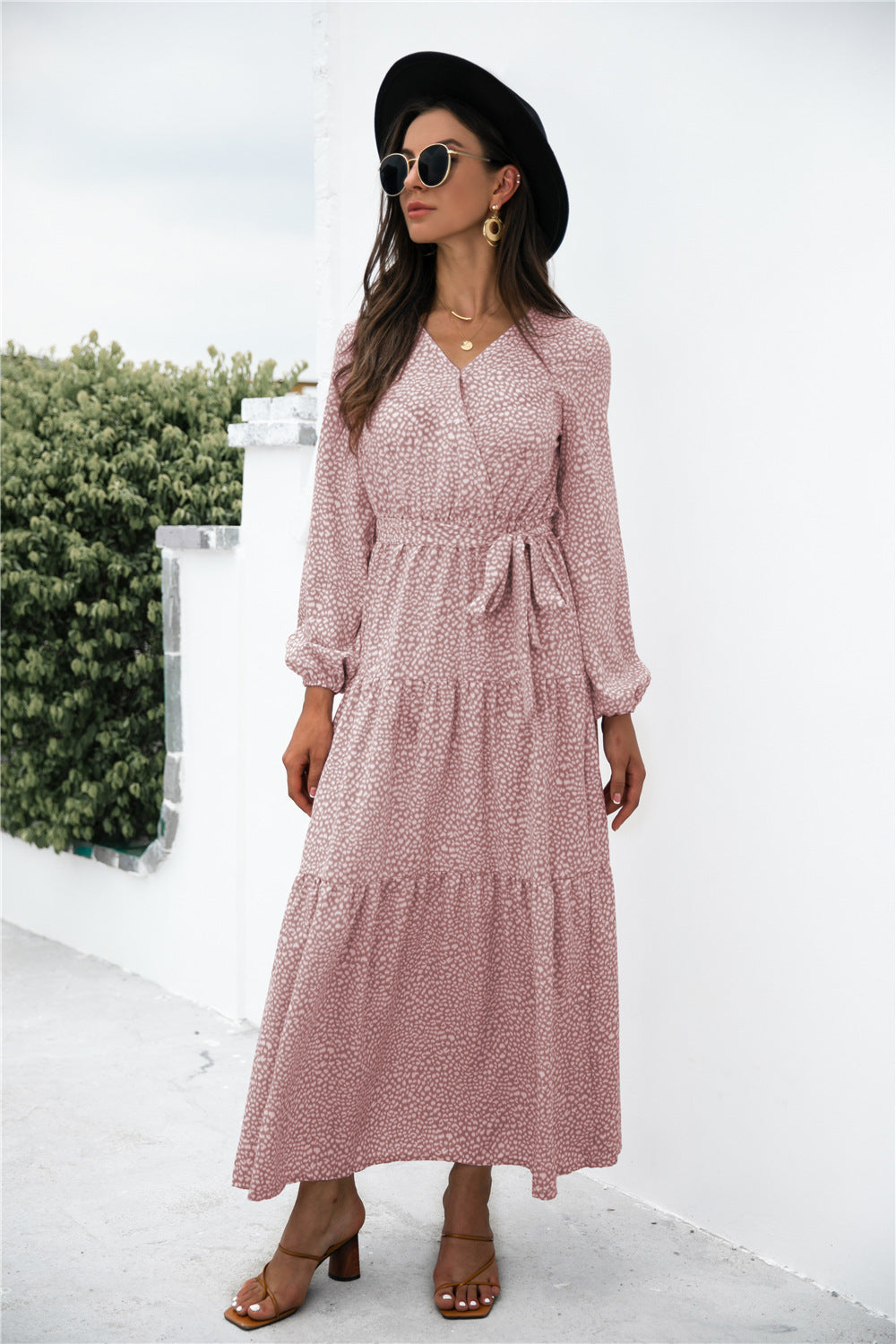 Sanibel Swiss Dot Boho Maxi Dress - Marsala