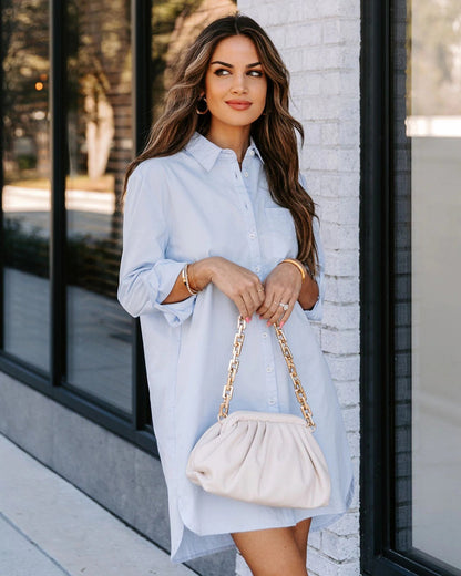 Harmony Cotton Button Down Shirt Dress - Lavender