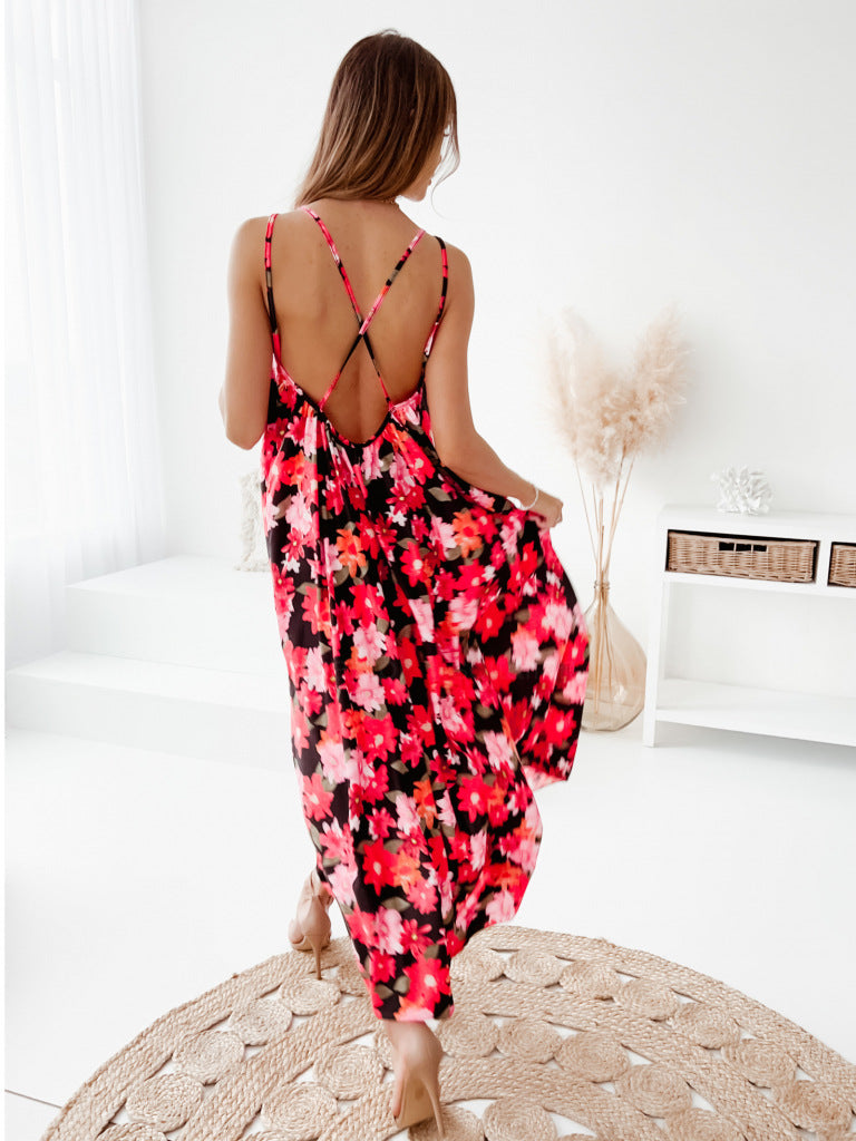 Capiz Printed Cowl Neck Midi Slip Dress