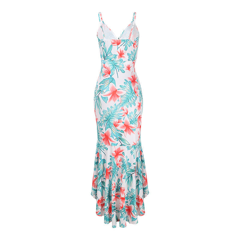 Rover Floral High Low Ruffle Maxi Dress