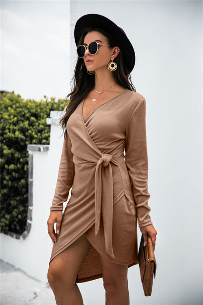 Gabriella Ribbed Twist Dress - Camel