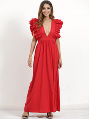 Bodhi Tiered Ruffle Maxi Dress - Wine