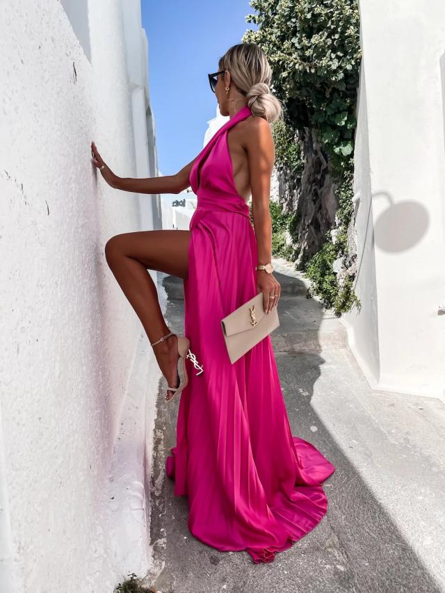 Cailey Cutout Halter Maxi Dress - Orchid Pink