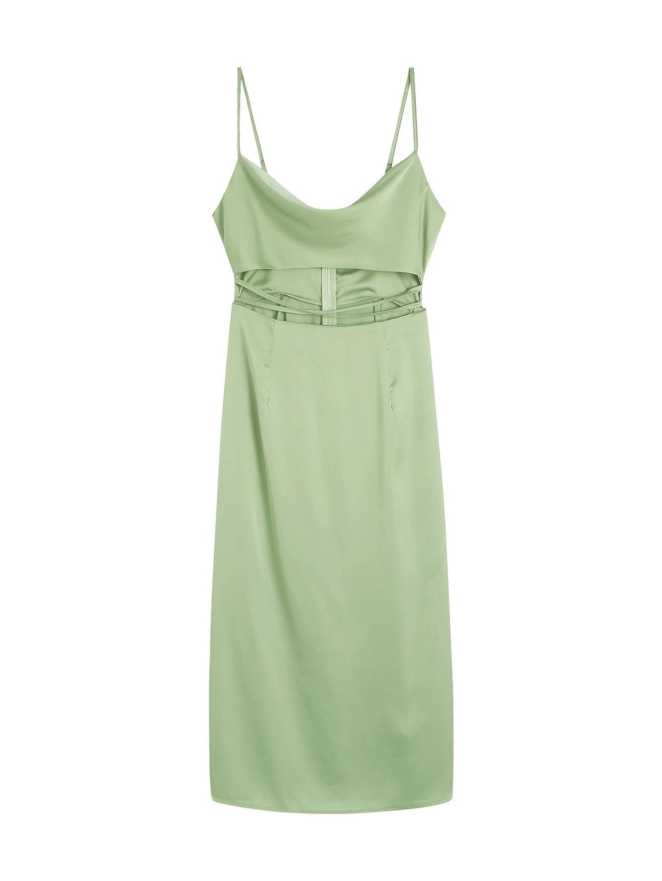 Kizzie Satin Cutout Maxi Dress - Sage - FINAL SALE