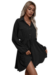 Remy Cotton Pocketed Shirt Dress - Ink - FINAL SALE