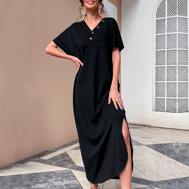 Retrograde Cotton Blend Midi T-Shirt Dress