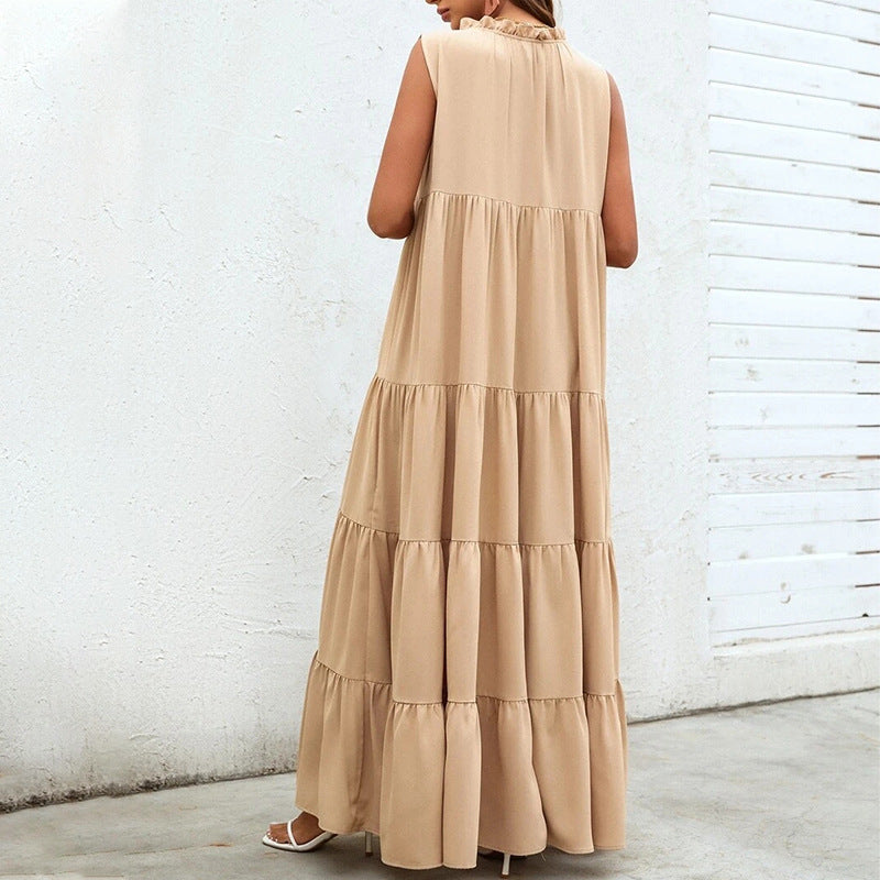 Good As Gold Tiered Tassel Midi Dress