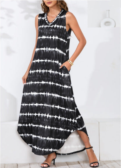 Powell Striped Adjustable Maxi Dress - Black