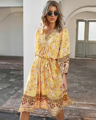 Sanibel Swiss Dot Boho Maxi Dress - Pale Yellow