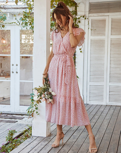 Your Wish Spotted Ruffle Midi Dress